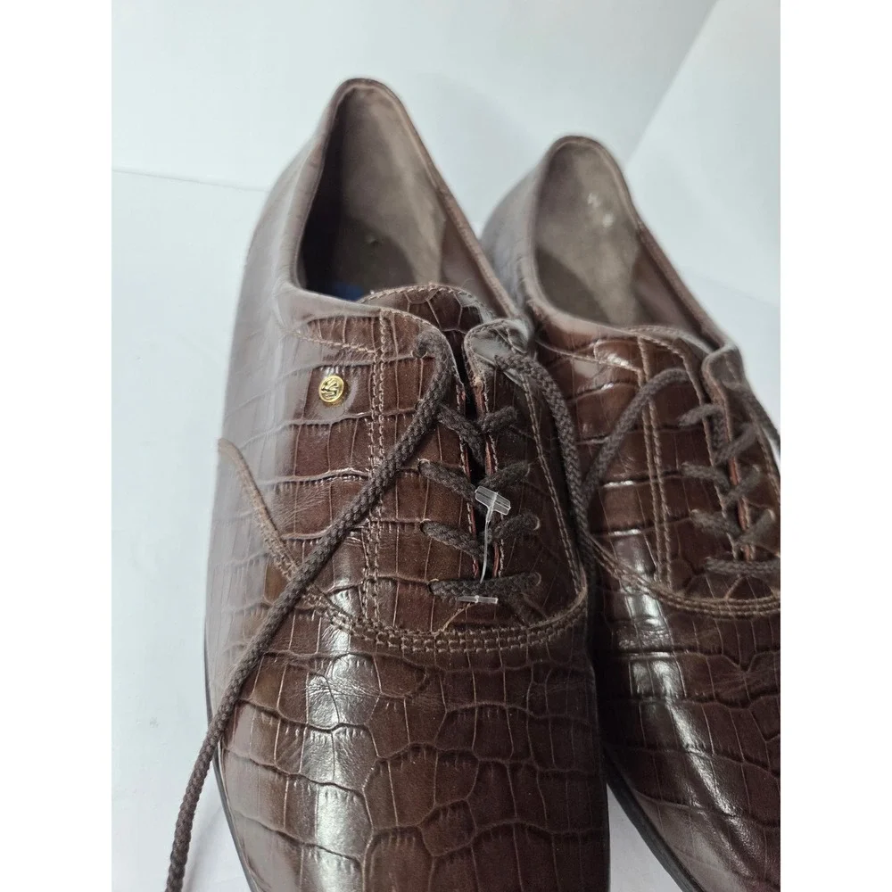 Easy Spirit JPMOTION Mens Brown Croc‎ Embossed Leather Anti-Gravity Oxfords 11